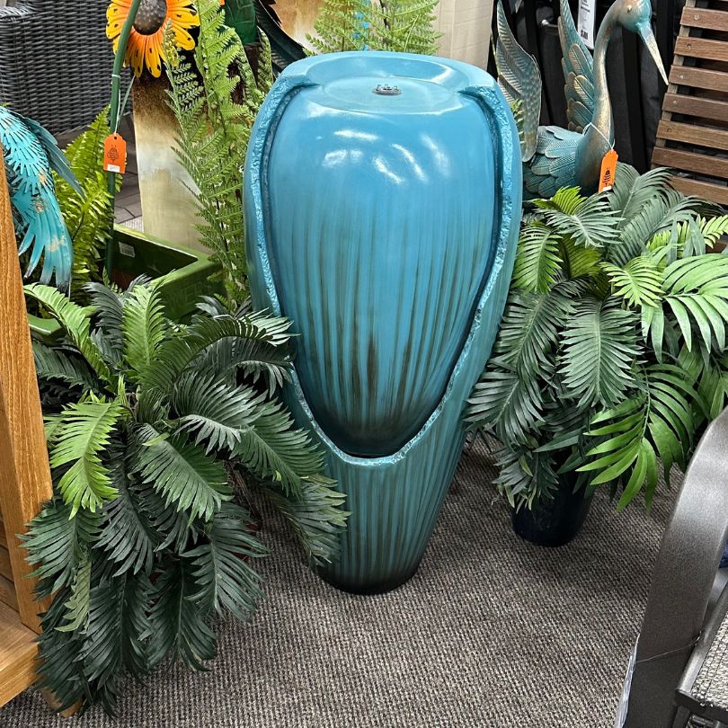 Teal Jar Patio Water Fountain