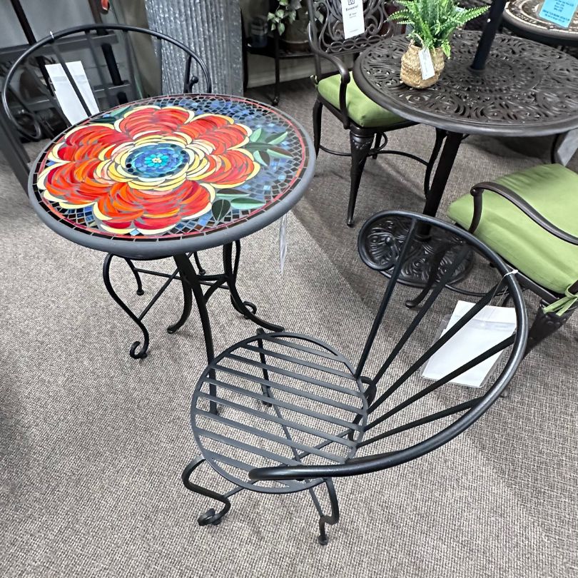KNF Designs Outdoor Patio 24" Zinnia Mosaic Top Bistro Table