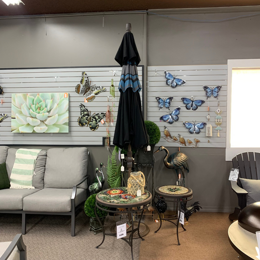 Shade Umbrellas in Stock-Treasure Garden 9' DWV Patio Umbrella in Black/Horizon Night