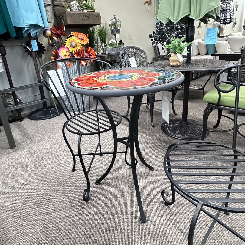 KNF Designs Outdoor Patio 24" Zinnia Mosaic Top Bistro Table