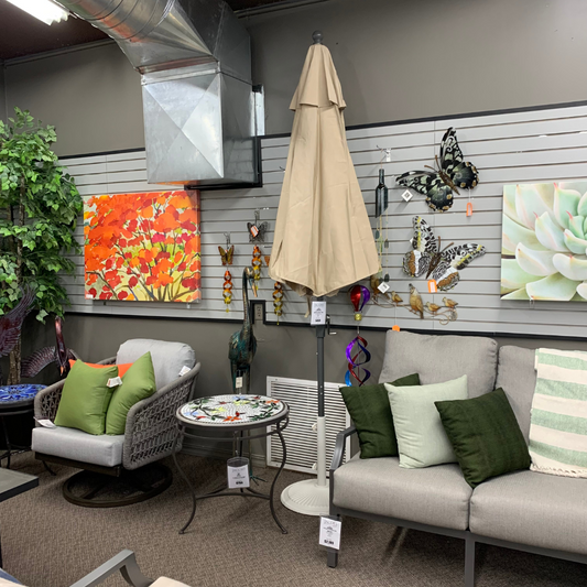 Shade Umbrellas in Stock-Frankford Monterey Matte Silver Linen 9' Auto Tilt Umbrella