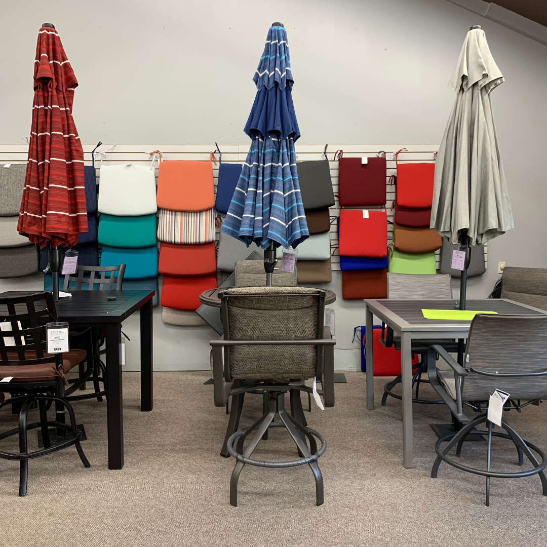 Shade Umbrellas in Stock- Treasure Garden 9' DWV Patio Umbrella in Harper Ink ST/Neptune