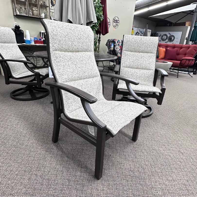 Tropitone Marconi High Back Padded Sling Patio Dining Arm Chair