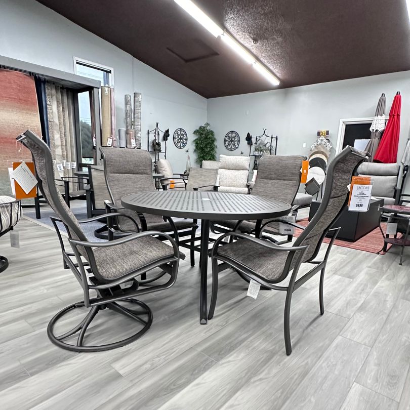 Tropitone Shoreline Patio Padded Sling High Back Swivel Rocker Dining Chair