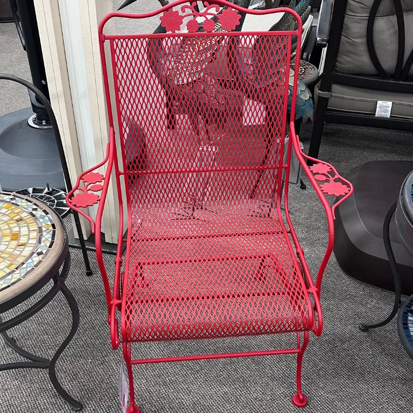 Woodard Briarwood Red Patio Dining Arm Chair at Jacobs Custom Living in Spokane Valley, WA