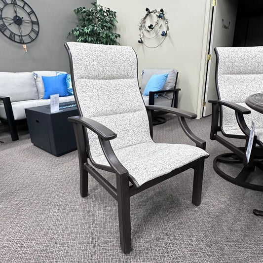 Tropitone Marconi High Back Padded Sling Patio Dining Arm Chair