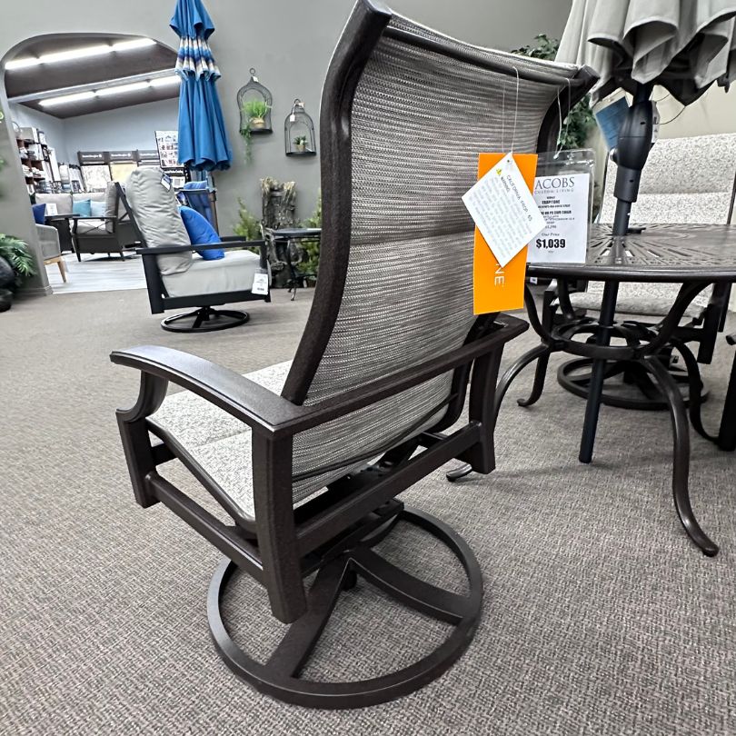Tropitone Marconi High Back Padded Sling Patio Dining Swivel Rocker