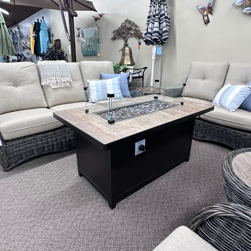 OW Lee 30"x50" Rectangular Capri Occasional Fire Pit Table