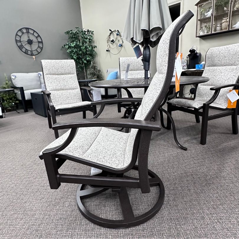 Tropitone Marconi High Back Padded Sling Patio Dining Swivel Rocker