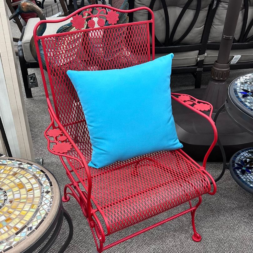 Woodard Briarwood Red Patio Dining Arm Chair at Jacobs Custom Living in Spokane Valley, WA