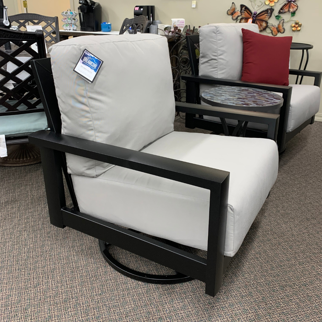 Homecrest Elements CU Swivel Rocker Chat Chair is available at Jacobs Custom Living our Jacobs Custom Living Spokane Valley showroom.