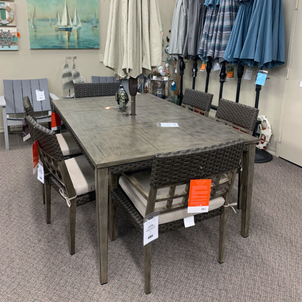 Alfresco Home Cedarbrook 72" Rectangular Dining Table with Umbrella Hole at Jacobs Custom Living Spokane Valley WA, 99037
