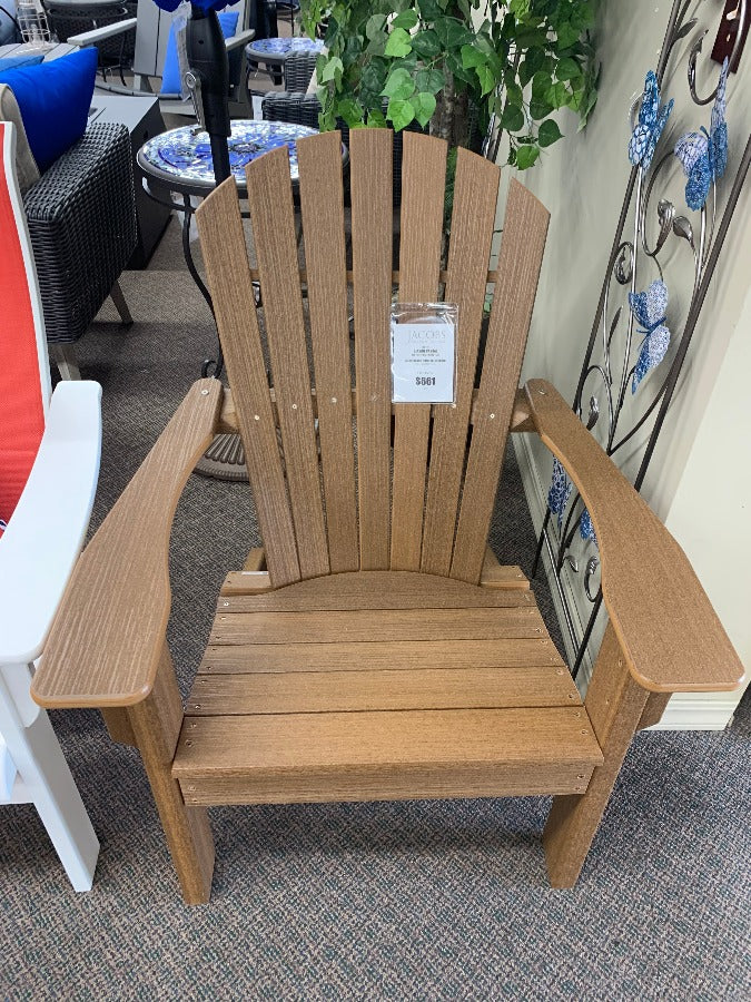 Seaside Casual Adirondack Shellback Chair. You have permission to relax with Sustainable outdoor living furniture from Jacobs Custom Living from Spokane, Wa.