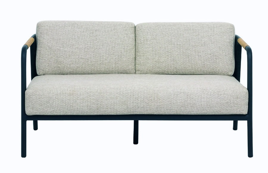 Alfresco Home Elle Belt Deep Seating 54" Loveseat with Teak Arm Rests at Jacobs Custom Living Spokane Valley WA, 99037