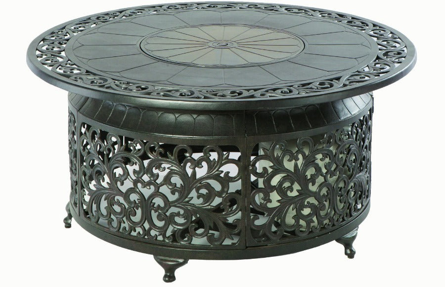 Alfresco Home Bellagio 48" Round Gas Chat Fire Pit at Jacobs Custom Living Spokane Valley WA, 99037 Material: Cast and Extruded Aluminum