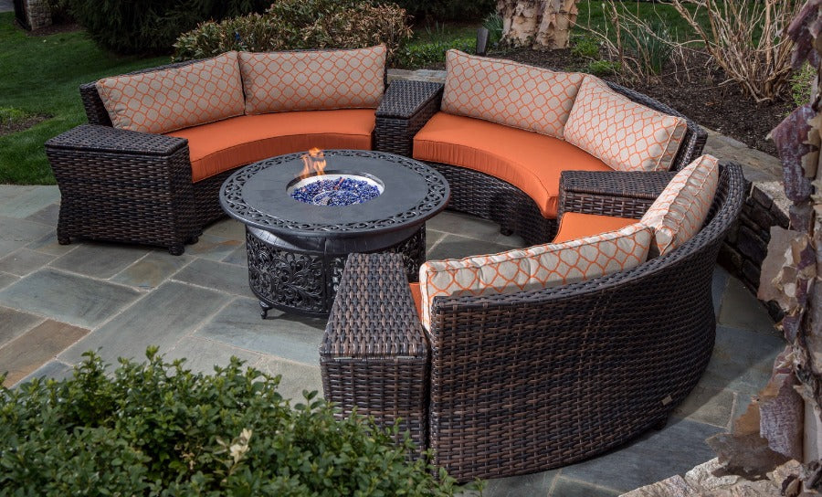 Alfresco Home Bellagio 48" Round Gas Chat Fire Pit at Jacobs Custom Living Spokane Valley WA, 99037 Material: Cast and Extruded Aluminum