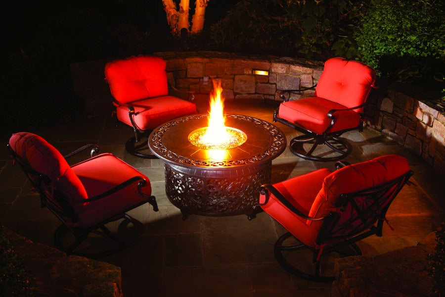 Alfresco Home Bellagio 48" Round Gas Chat Fire Pit at Jacobs Custom Living Spokane Valley WA, 99037 Material: Cast and Extruded Aluminum