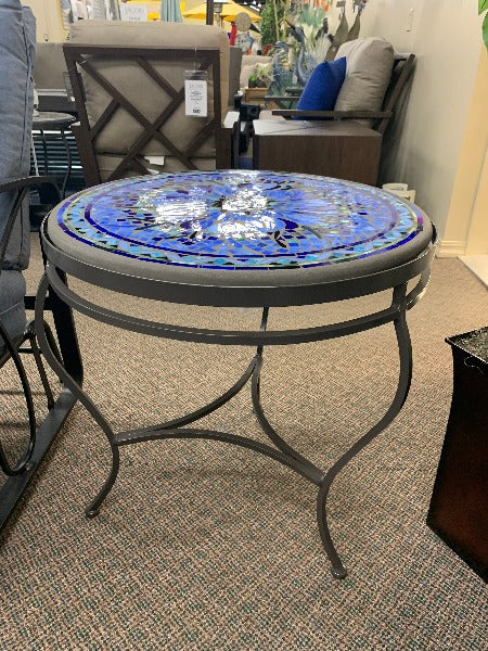 Quality Outdoor Living Made Easy. KNF Designs 24" Blue Flower Mosaic Top Side Table at Jacobs Custom Living Spokane Valley WA, 99037. Give yourself permission to relax.
