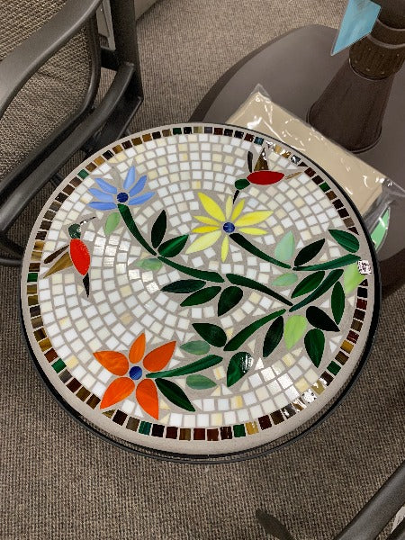 Quality Outdoor Living Made Easy. KNF Designs 18" Hummingbird Mosaic Top Side Table at Jacobs Custom Living Spokane Valley WA, 99037. Give yourself permission to relax.