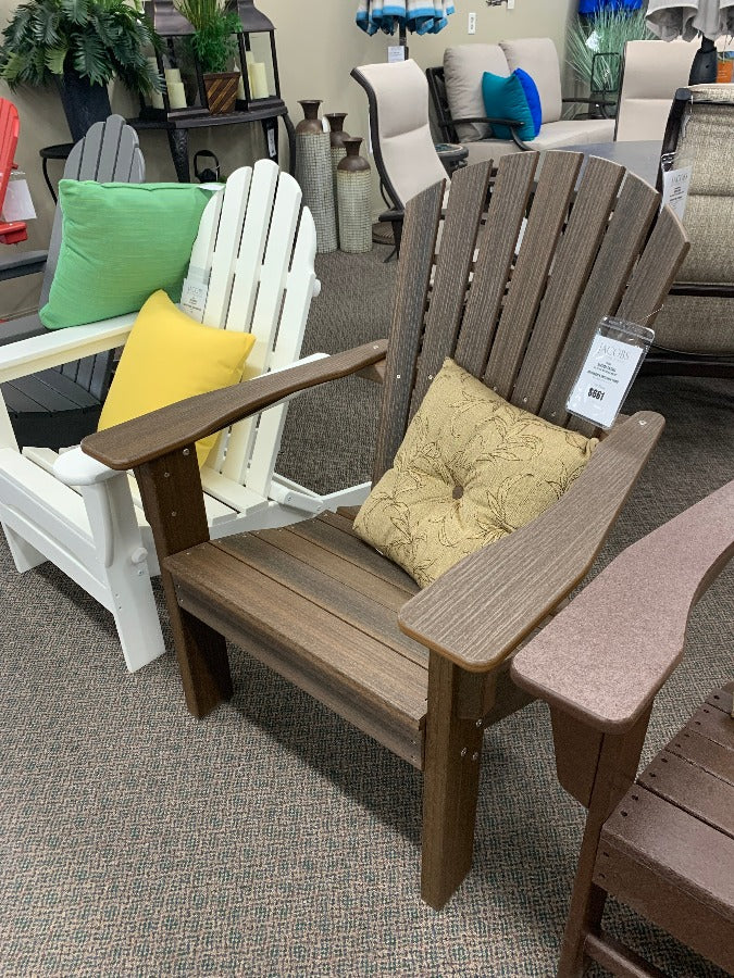 Seaside Casual Adirondack Shellback Chair. You have permission to relax with Sustainable outdoor living furniture from Jacobs Custom Living from Spokane, Wa.