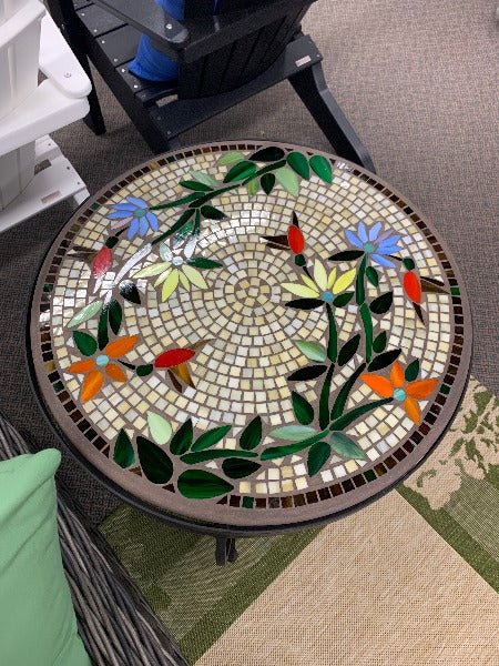 KNF Designs Carmel Hummingbird 24" Mosaic Top Side Table