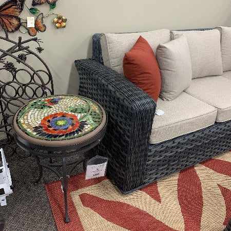 KNF Designs Outdoor Patio 18" Dahlia Mosaic Top Side Table