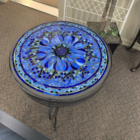 Quality Outdoor Living Made Easy. KNF Designs 24" Blue Flower Mosaic Top Side Table at Jacobs Custom Living Spokane Valley WA, 99037. Give yourself permission to relax.
