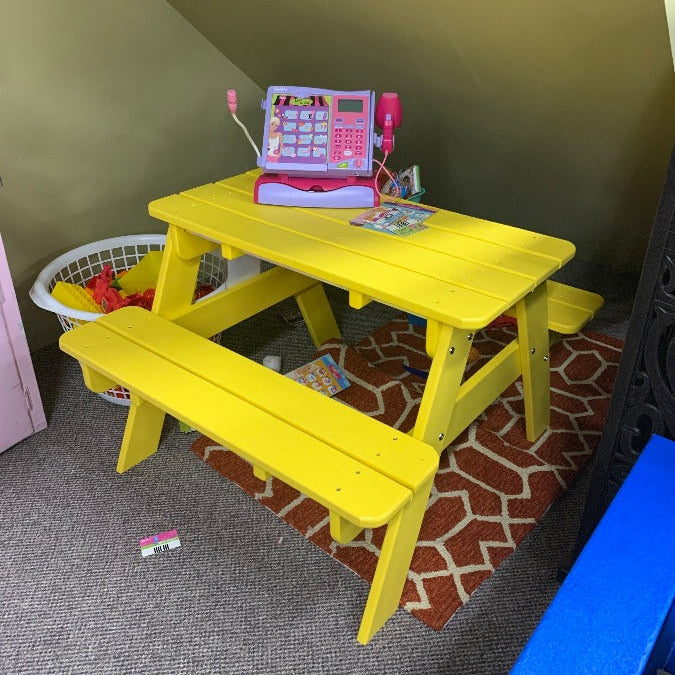 Polywood Kids Picnic Table. You have permission to relax with Sustainable outdoor living furniture from Jacobs Custom Living from Spokane, Wa.