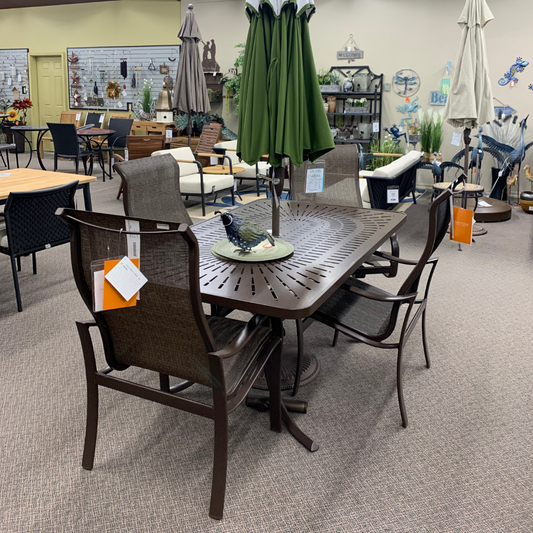 The Tropitone Shoreline High Back Dining Arm Chair is available at Jacobs Custom Living Spokane Valley WA showroom.