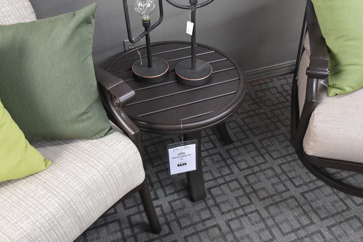 Tropitone Banchetto 24" Round Tea Table is available in our Jacobs Custom Living Spokane Valley WA Showroom.