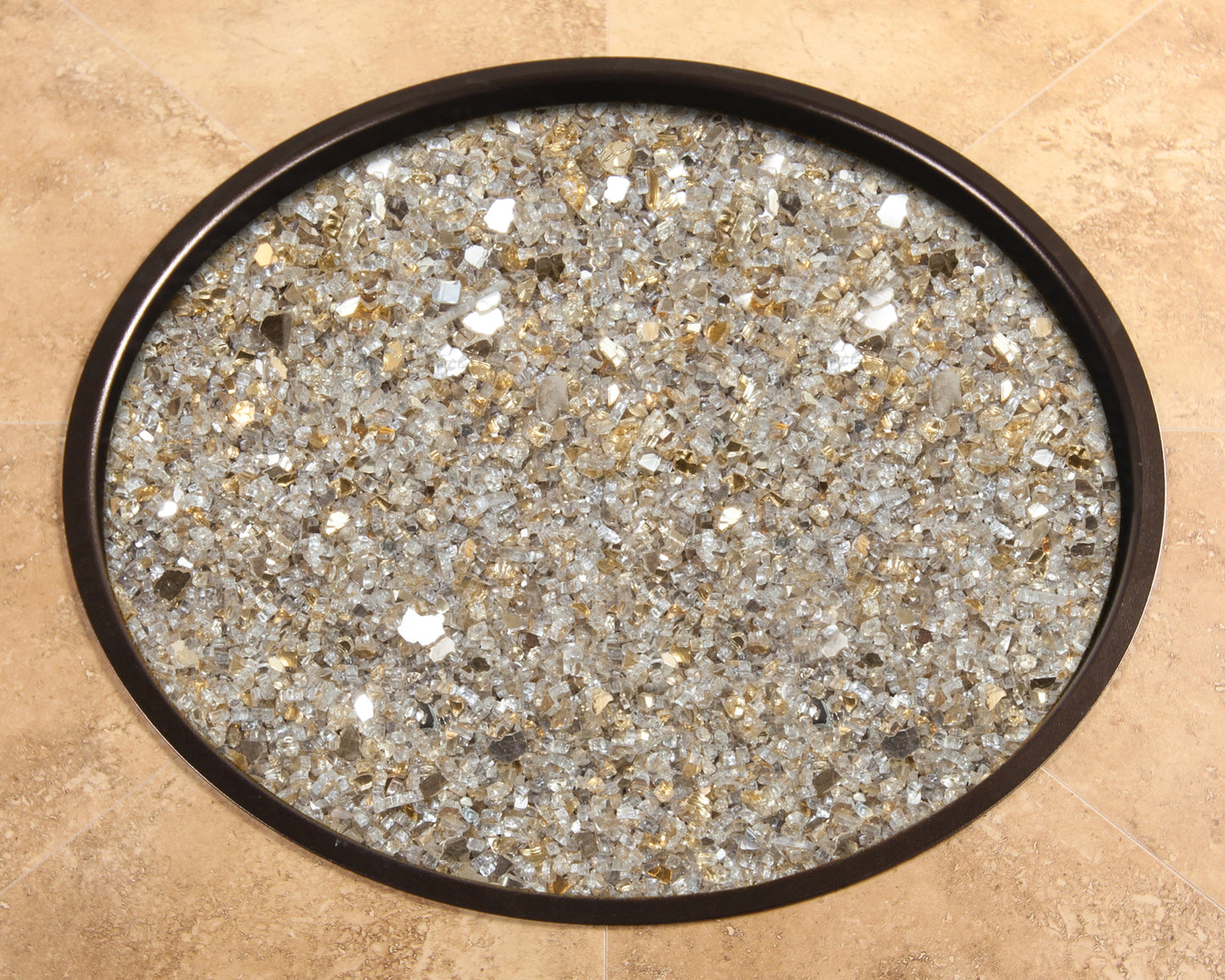 Champagne Mirrored Glass Fire Media Kit is available at Jacobs Custom Living Spokane Valley showroom.