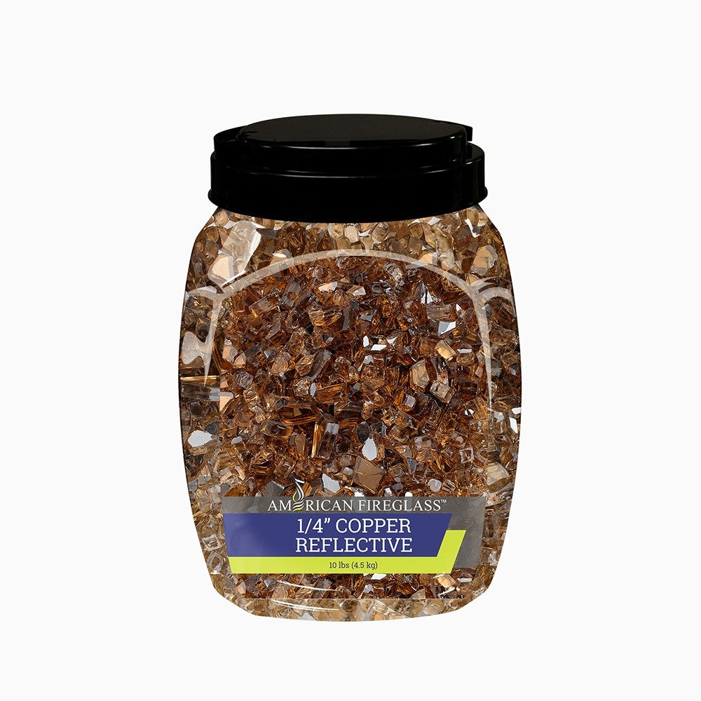 Copper Reflective Fire Glass Fire Media Kit is available at Jacobs Custom Living Spokane Valley showroom.