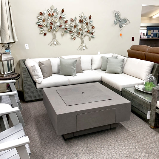 Patio Renaissance Faux Concrete 42" Square Fire Pit with Lid is available at Jacobs Custom Living our Jacobs Custom Living Spokane Valley showroom.