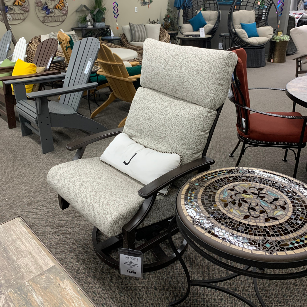Shop Local Spokane Valley, WA for the best Outdoor Marconi Cushion Patio Swivel Rocker from Tropitone available at Jacobs Custom Living in Spokane Valley, WA