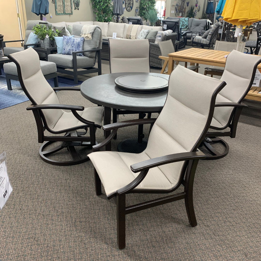 Shop Local Spokane Valley, WA for the best Outdoor Patio Marconi High Back Padded Sling Dining Chair from Tropitone available at Jacobs Custom Living in Spokane Valley, WA