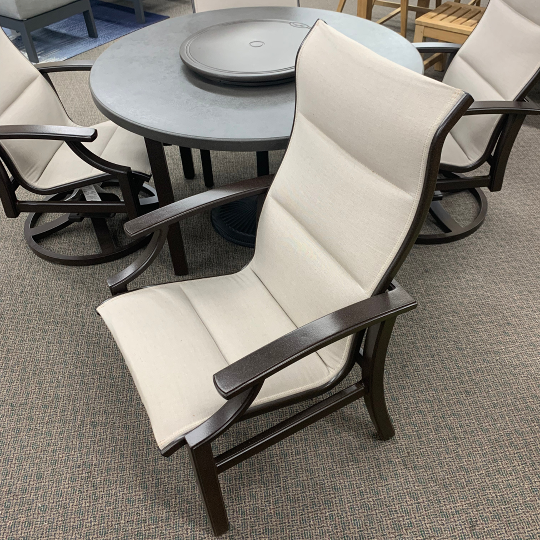 Shop Local Spokane Valley, WA for the best Outdoor Patio Marconi High Back Padded Sling Dining Chair from Tropitone available at Jacobs Custom Living in Spokane Valley, WA