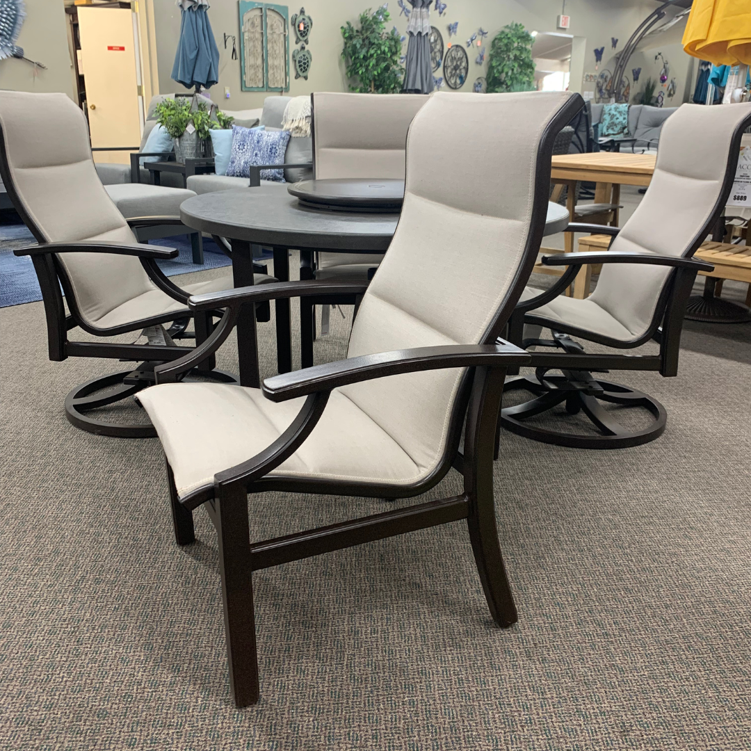 Shop Local Spokane Valley, WA for the best Outdoor Patio Marconi High Back Padded Sling Dining Chair from Tropitone available at Jacobs Custom Living in Spokane Valley, WA