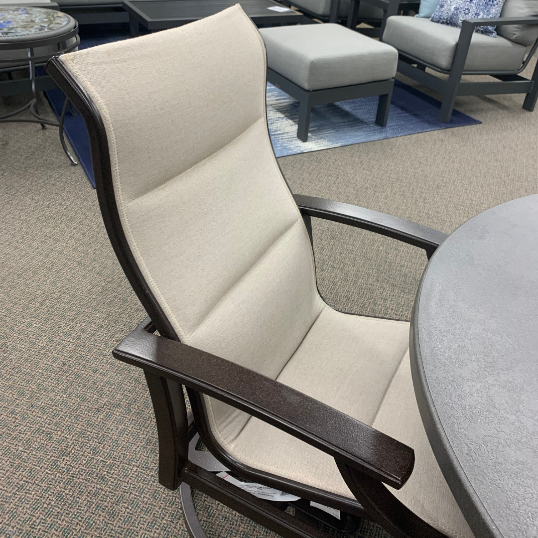 Shop Local Spokane Valley, WA for the best Outdoor Patio Marconi High Back Padded Sling Dining Chair from Tropitone available at Jacobs Custom Living in Spokane Valley, WA