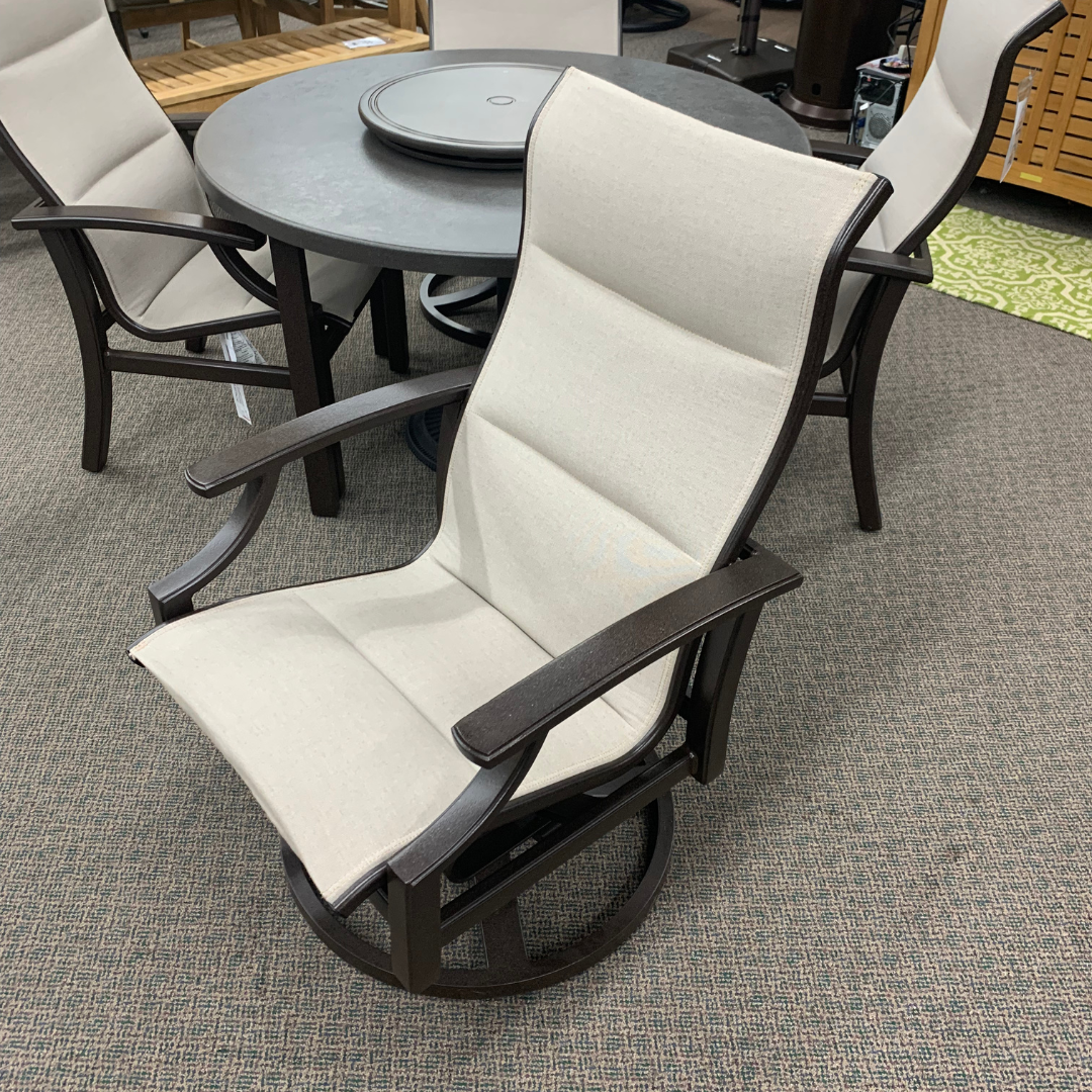 Shop Local Spokane Valley, WA for the best Outdoor Patio Marconi High Back Padded Sling Swivel Rocker from Tropitone available at Jacobs Custom Living in Spokane Valley, WA