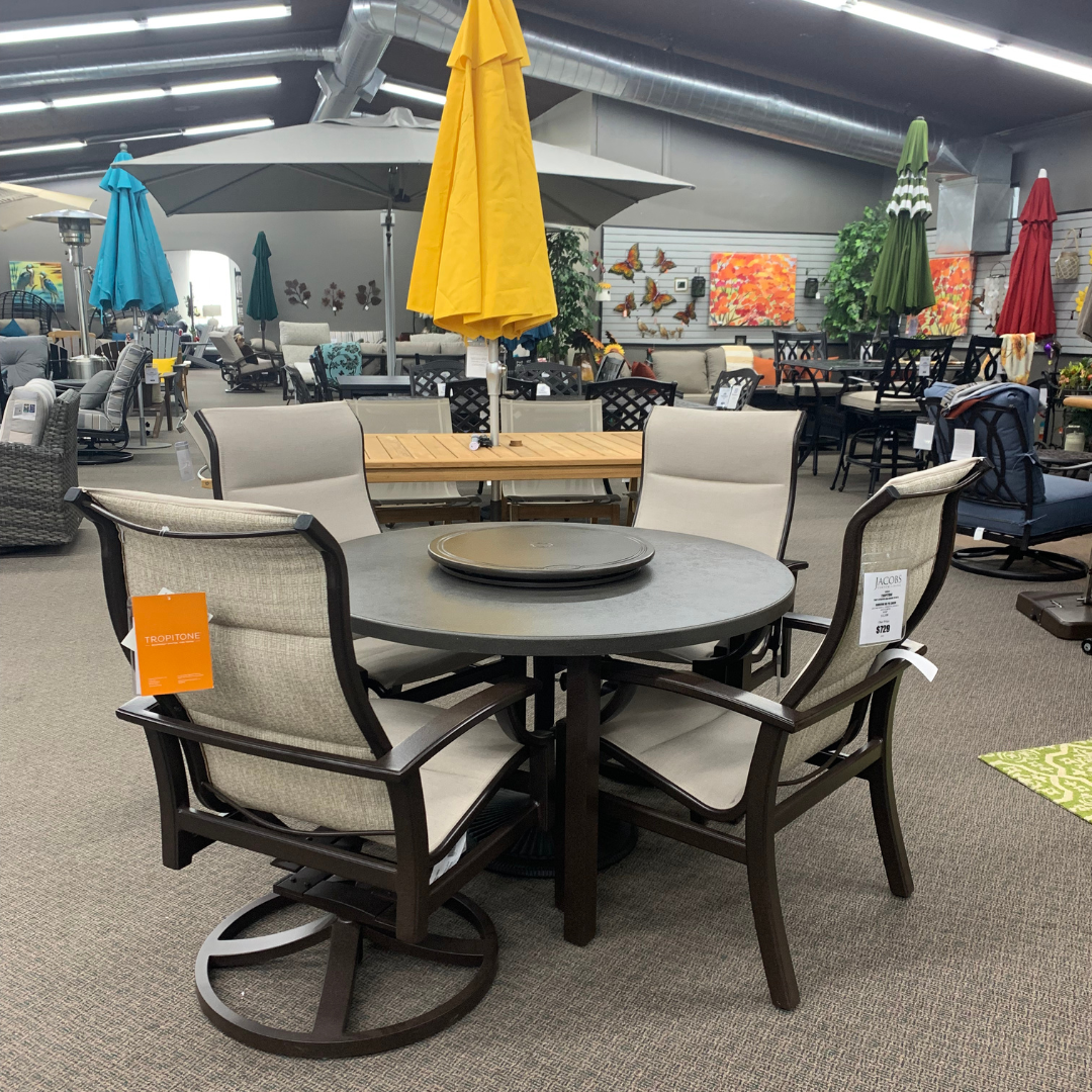 Shop Local Spokane Valley, WA for the best Outdoor Patio Marconi High Back Padded Sling Dining Chair from Tropitone available at Jacobs Custom Living in Spokane Valley, WA