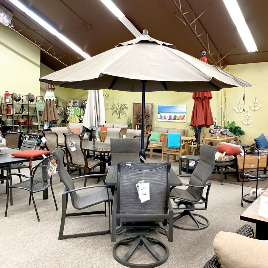 big lots umbrellas for patios Shade Umbrellas in Stock-Treasure Garden 9' SWV Patio Umbrella in Taupe – Jacobs Custom Living