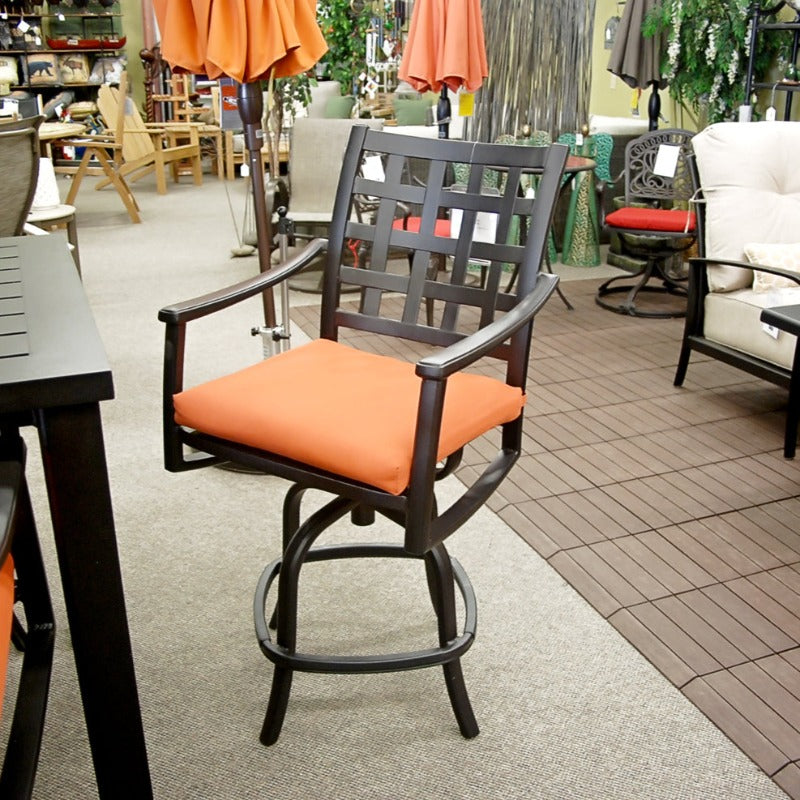 Hanamint Stratford Outdoor Patio Dining Swivel Counter Stool is available at Jacobs Custom Living Spokane Valley showroom.