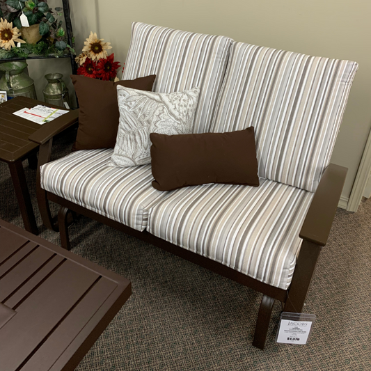 Shop Local Spokane Valley, WA for the best Outdoor Patio Cushion Belle Isle 2 Seat Glider from Telescope available at Jacobs Custom Living in Spokane Valley, WA