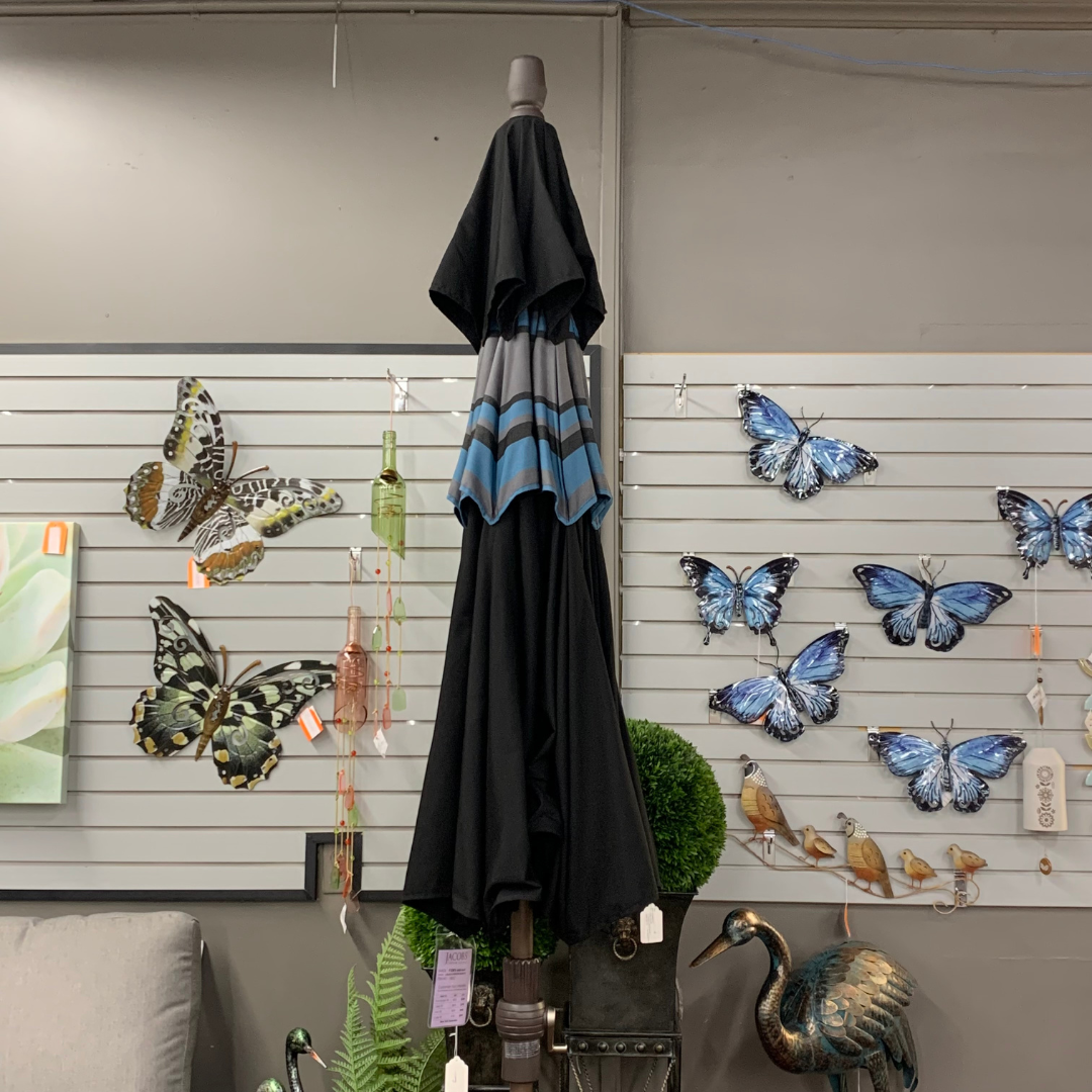 Shade Umbrellas in Stock-Treasure Garden 9' DWV Patio Umbrella in Black/Horizon Night