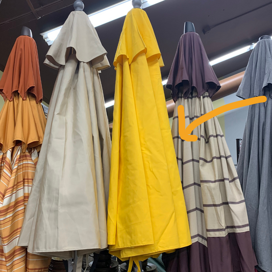 Shade Umbrellas in Stock-Frankford Monterey Matte Silver Sunflower Yellow 9' Auto Tilt Umbrella