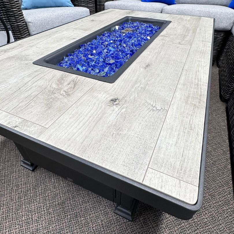 OW Lee Santorini 30" x 50" Rectangular Occasional Fire Pit Table