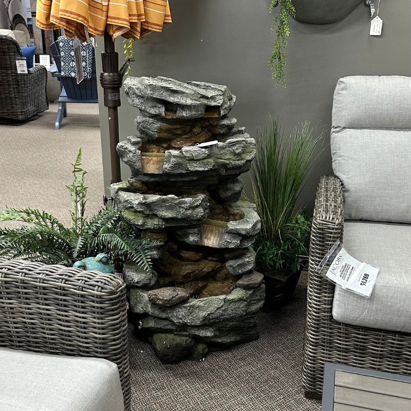 Cascading 4 Tier Stone Tower Patio Water Fountain