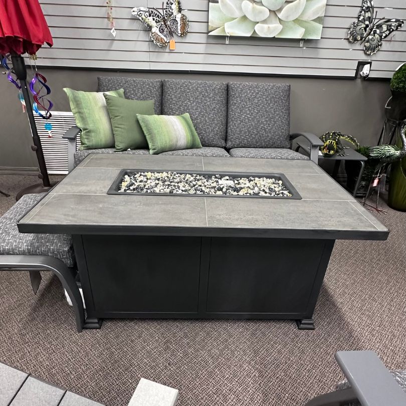 OW Lee Santorini 30" x 50" Rectangular Chat Height Fire Table