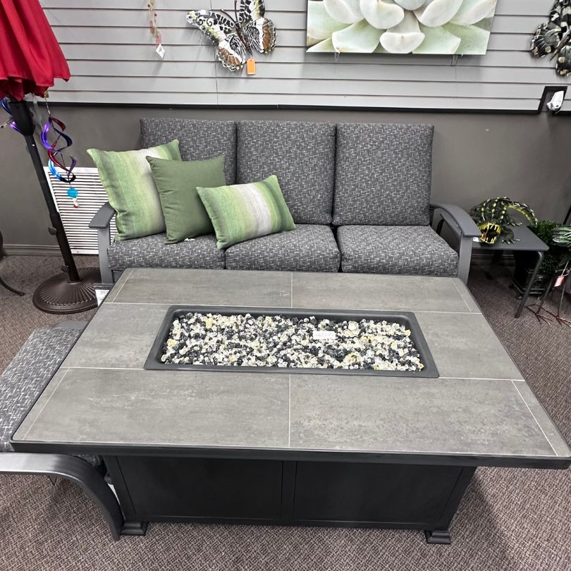 OW Lee Santorini 30" x 50" Rectangular Chat Height Fire Table