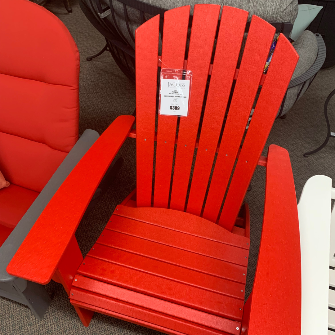 Bring relaxation to a whole new level with the Polywood Nautical Curve Adirondack Chair in stock at Jacobs Custom Living in Spokane Valley, WA!